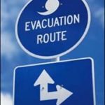 blue hurricane evacuation route sign
