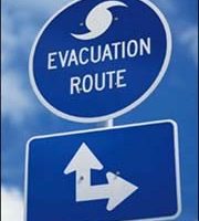 blue hurricane evacuation route sign