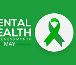 mental health awareness with green ribbon