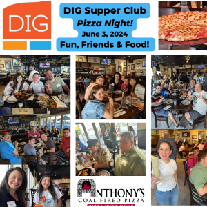 a collage of pictures from the supper social club pizza night